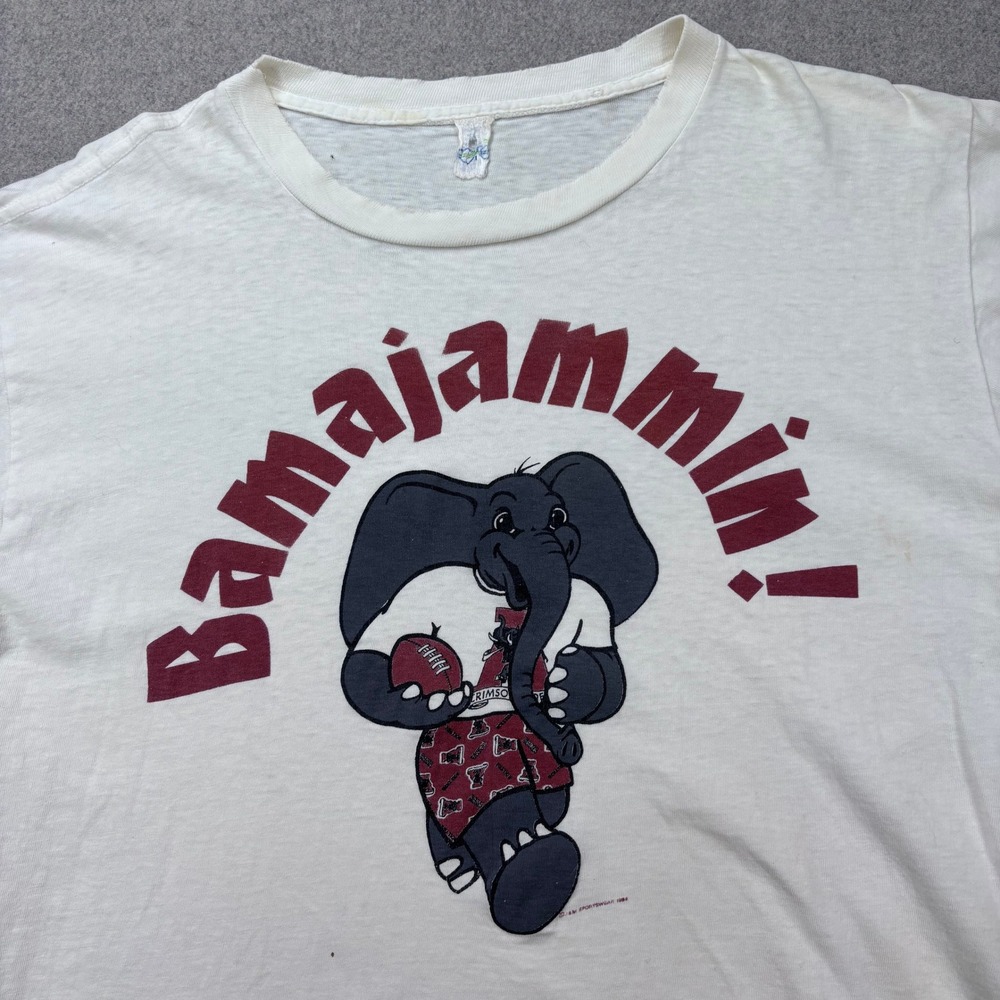Vintage‎ 80s Alabama Crimson Tide Big Al T Shirt Mens XL Single Stitch Thrashed